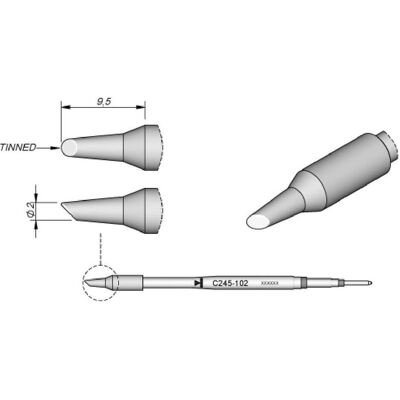 JBC Lötspitze Serie C245, Rundform, C245102/Ø 2,0 mm, abgeschrägt, verzinnt (Lötspitze), Lötgerät Zubehör JBC Lötspitze Serie C245, Rundform, C245102/Ø 2,0 mm, abgeschrägt, verzinnt (Lötspitze), Lötgerät Zubehör