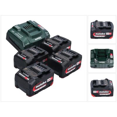 Metabo, Werkzeugakku + Ladegerät, Basis Set 4x Li-Power Akkupack 18 V 4,0 Ah CAS Li-Ion Akku ( 4x 625027000 ) + ASC 145 Schnell (18 V) Metabo, Werkzeugakku + Ladegerät, Basis Set 4x Li-Power Akkupack 18 V 4,0 Ah CAS Li-Ion Akku ( 4x 625027000 ) + ASC 145 Schnell (18 V)