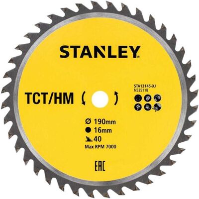 Stanley Sägeblatt, piła tarcz.z węglikiem tct/hm190x16x40z Stanley Sägeblatt, piła tarcz.z węglikiem tct/hm190x16x40z