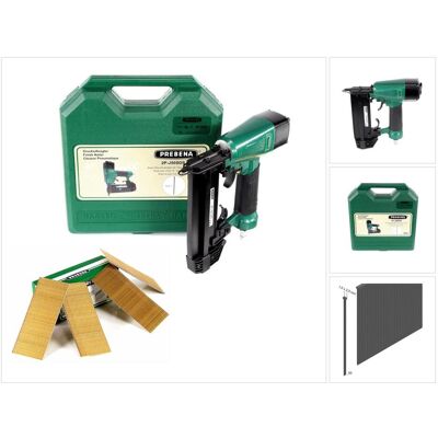 Prebena, Tacker + Nagelpistole, 2P-J50SDS Luftdruck Druckluftnagler 5-7 bar im Transportkoffer + Stauchkopfnägel Bra Prebena, Tacker + Nagelpistole, 2P-J50SDS Luftdruck Druckluftnagler 5-7 bar im Transportkoffer + Stauchkopfnägel Bra