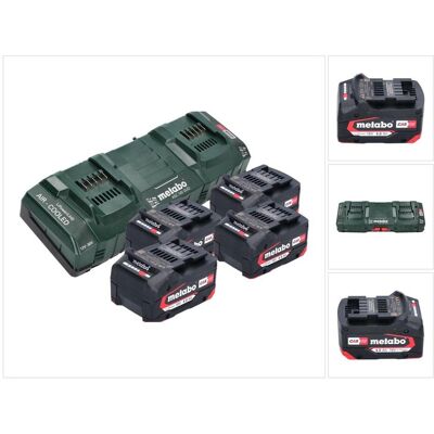 Metabo, Werkzeugakku + Ladegerät, Basis Set 4x Li-Power Akkupack 18 V 4,0 Ah CAS Li-Ion Akku ( 4x 625027000 ) + ASC 145 DUO Dop (18 V) Metabo, Werkzeugakku + Ladegerät, Basis Set 4x Li-Power Akkupack 18 V 4,0 Ah CAS Li-Ion Akku ( 4x 625027000 ) + ASC 145 DUO Dop (18 V)