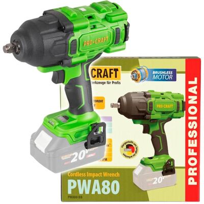 Procraft, Bohrmaschine + Akkuschrauber, PWA80bb Akku Schlagschrauber 20 V 1600 Nm 1/2" Brushless Solo - ohne Akku, ohne Ladegerät (Schlagschrauber) Procraft, Bohrmaschine + Akkuschrauber, PWA80bb Akku Schlagschrauber 20 V 1600 Nm 1/2" Brushless Solo - ohne Akku, ohne Ladegerät (Schlagschrauber)