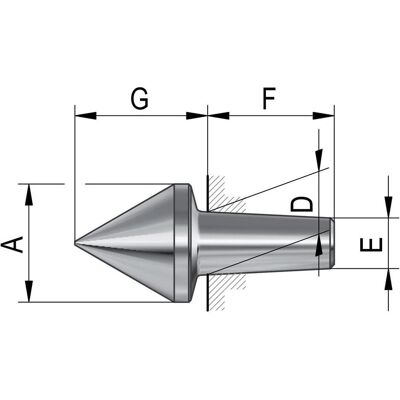 Röhm, Drehmaschine, Auswechselbare Einsätze für mitlaufende Zentrierspitzen. Grösse 106. 60° Röhm, Drehmaschine, Auswechselbare Einsätze für mitlaufende Zentrierspitzen. Grösse 106. 60°