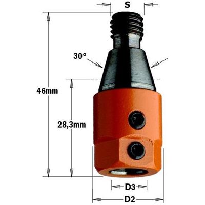 CMT, Zubehör Bohrer, 303.000.02 Bohrfutter M10 konisch 30°, links 19,5 mm CMT, Zubehör Bohrer, 303.000.02 Bohrfutter M10 konisch 30°, links 19,5 mm