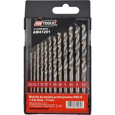 Awtools, Bohrereinsatz, WIERTŁA DO METALU HSS-G KOMPLET 13elem. /1,5-6,5mm/ (1.5) Awtools, Bohrereinsatz, WIERTŁA DO METALU HSS-G KOMPLET 13elem. /1,5-6,5mm/ (1.5)