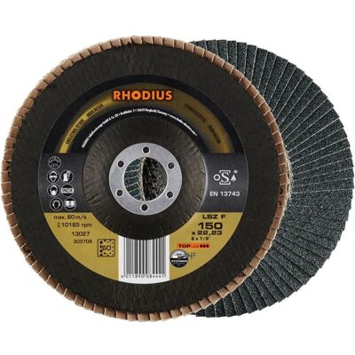 Rhodius, Schleifmittel, TOPline LSZ F Fächerschleifscheibe 150 x 22,23 mm K60 (60) Rhodius, Schleifmittel, TOPline LSZ F Fächerschleifscheibe 150 x 22,23 mm K60 (60)