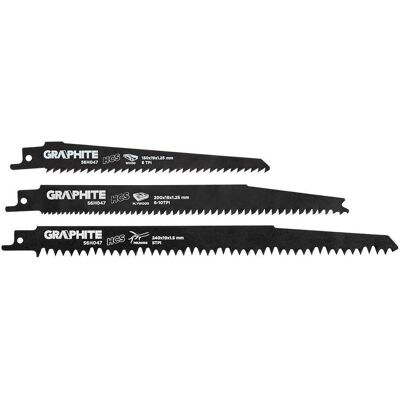 Graphite, Sägeblatt, Reciprocating saw blades, HCS, set of 3 Graphite, Sägeblatt, Reciprocating saw blades, HCS, set of 3