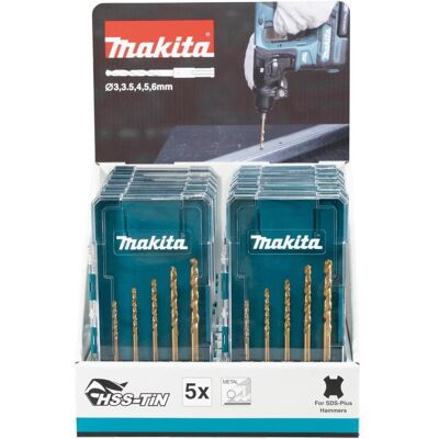 Makita, Bohrereinsatz, Display SDS+ Metallbohrer-Set (3, 3,5, 4, 5, 6 mm) Makita, Bohrereinsatz, Display SDS+ Metallbohrer-Set (3, 3,5, 4, 5, 6 mm)