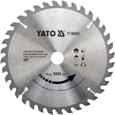 Yato, Sägeblatt, Profi HM Kreissägeblatt für Bauholz nagelfest 180x20mm 36T YT-60482 Yato, Sägeblatt, Profi HM Kreissägeblatt für Bauholz nagelfest 180x20mm 36T YT-60482