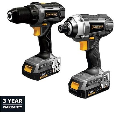 Grunder, Bohrmaschine + Akkuschrauber, TOOL SET CDL1218CWL1218E 18VBL 2AH (Bohrschrauber, Schlagbohrschrauber) Grunder, Bohrmaschine + Akkuschrauber, TOOL SET CDL1218CWL1218E 18VBL 2AH (Bohrschrauber, Schlagbohrschrauber)