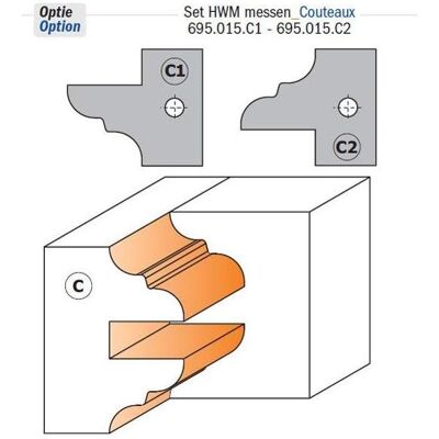 CMT, Fräser, 695.015.C2 Profilmesser 25x29,8x2 Typ C2 für 694.015 Fräser Typ 2 CMT, Fräser, 695.015.C2 Profilmesser 25x29,8x2 Typ C2 für 694.015 Fräser Typ 2