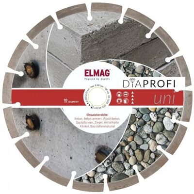 Elmag, Sägeblatt, - DiaProfi-Diamantscheibe UNI Ø350mm Bohrung: 30,0mm f. Trocken- u. Nassschnitt Elmag, Sägeblatt, - DiaProfi-Diamantscheibe UNI Ø350mm Bohrung: 30,0mm f. Trocken- u. Nassschnitt