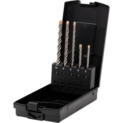 Stier, Bohrereinsatz, Hammerbohrer-Set Premium SDS-plus 5-teilig (10 Millimeter, 5 Millimeter, 6 Millimeter, 8 Millimeter) Stier, Bohrereinsatz, Hammerbohrer-Set Premium SDS-plus 5-teilig (10 Millimeter, 5 Millimeter, 6 Millimeter, 8 Millimeter)
