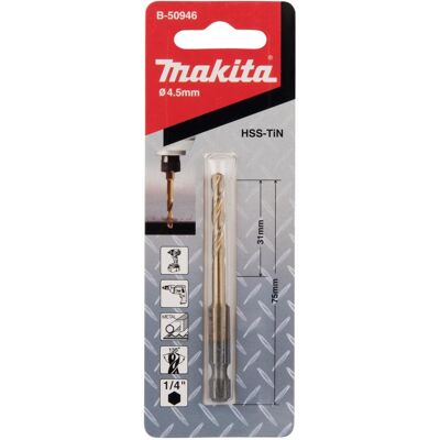 Makita, Bohrereinsatz, HSS-TiN Bohrer (4.5 mm) Makita, Bohrereinsatz, HSS-TiN Bohrer (4.5 mm)
