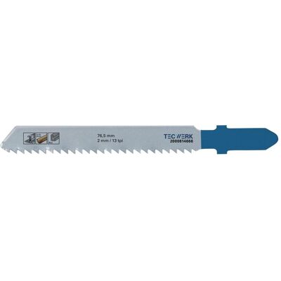 Tecwerk, Sägeblatt, Stichsägeblatt Gesamtlänge 76,5 mm Zahnteilung 2 mm HSS Tecwerk, Sägeblatt, Stichsägeblatt Gesamtlänge 76,5 mm Zahnteilung 2 mm HSS