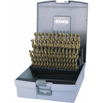 Ruko, Bohrereinsatz, Spiralbohrersatz DIN 338 TypN D.6-10x0,1mm HSS-Co5 41tlg.Ku.-Kass. (10, 6) Ruko, Bohrereinsatz, Spiralbohrersatz DIN 338 TypN D.6-10x0,1mm HSS-Co5 41tlg.Ku.-Kass. (10, 6)