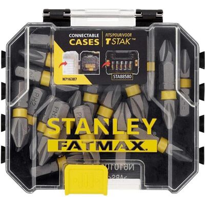 Stanley Bits, 20-tlg. Impact Schrauber-Bit-Set PH2 / 25 mm / sortenrein (Kreuz Phillips PH) Stanley Bits, 20-tlg. Impact Schrauber-Bit-Set PH2 / 25 mm / sortenrein (Kreuz Phillips PH)