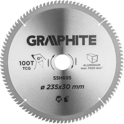 Graphite, Sägeblatt, Graphitkreissäge (Kreissäge, Widia, 235 x 30 mm, 100 Zähne, ALU) Graphite, Sägeblatt, Graphitkreissäge (Kreissäge, Widia, 235 x 30 mm, 100 Zähne, ALU)