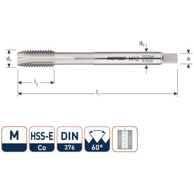 Rotec, Gewindeschneider + Gewindebohrer, 321.0600B HSS-E OPTI-LINE Maschinengewindebohrer DL DIN 376B M 6x1,0 Rotec, Gewindeschneider + Gewindebohrer, 321.0600B HSS-E OPTI-LINE Maschinengewindebohrer DL DIN 376B M 6x1,0
