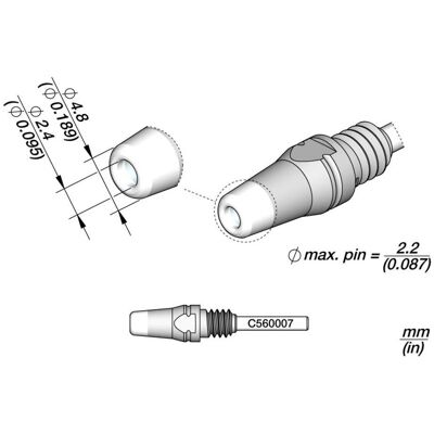 JBC Entlötspitze Serie D530, D530007/2.4 mm, 4.8 mm, Pincleaning (Entlötset), Lötgerät Zubehör JBC Entlötspitze Serie D530, D530007/2.4 mm, 4.8 mm, Pincleaning (Entlötset), Lötgerät Zubehör