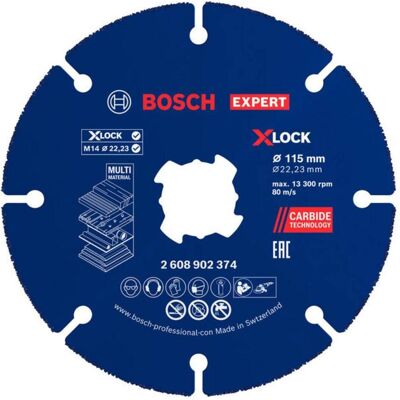 Bosch Professional Zubehör, Sägeblatt, EXPERT X-LOCK Carbide Multi Wheel Trennscheibe, 115x22,23 mm, Display, 10-tlg. Bosch Professional Zubehör, Sägeblatt, EXPERT X-LOCK Carbide Multi Wheel Trennscheibe, 115x22,23 mm, Display, 10-tlg.