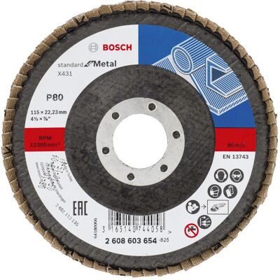Bosch Professional Zubehör, Schleifmittel, Fächerschleifscheibe X431 Standard for Metal, gewinkelt, 115 mm, 22,23 mm, 80 (80) Bosch Professional Zubehör, Schleifmittel, Fächerschleifscheibe X431 Standard for Metal, gewinkelt, 115 mm, 22,23 mm, 80 (80)