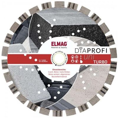 Elmag, Sägeblatt, - DiaProfi-Diamantscheibe UNI-TURBO Ø230mm Bohrung: 22,2mm f. Trocken- u. Nassschnitt Elmag, Sägeblatt, - DiaProfi-Diamantscheibe UNI-TURBO Ø230mm Bohrung: 22,2mm f. Trocken- u. Nassschnitt