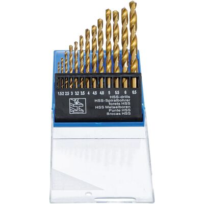 BGS, Bohrereinsatz, HSS-Spiralbohrer-Satz titan-nitriert 1,5 - 6,5 mm 13-tlg. (1,5 mm - 6,5 mm) BGS, Bohrereinsatz, HSS-Spiralbohrer-Satz titan-nitriert 1,5 - 6,5 mm 13-tlg. (1,5 mm - 6,5 mm)