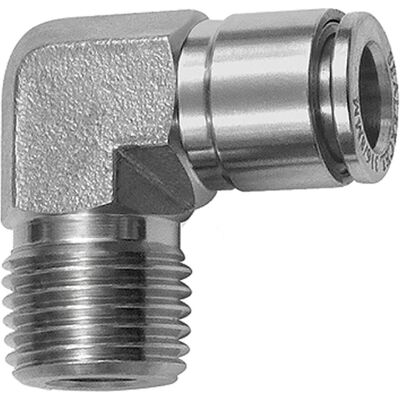 Riegler, Schlauchanschluss + Schlauchverbinder, L-Steckverschraubung R 1/2 a., für Schlauch-Aussen-Ø 12, ES 1.4404 (12 mm) Riegler, Schlauchanschluss + Schlauchverbinder, L-Steckverschraubung R 1/2 a., für Schlauch-Aussen-Ø 12, ES 1.4404 (12 mm)