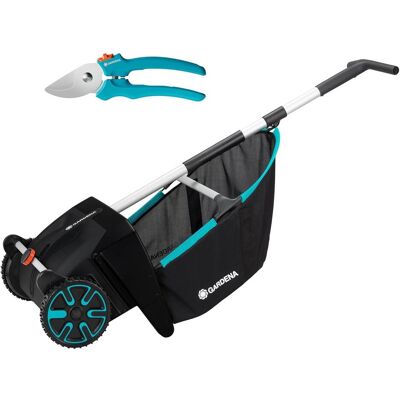 Gardena, Gartenhandwerkzeug, Blatt- und Rasensammler mit ausziehbarem Fangsack, rotierendem Bürstensystem und ergonomischem Griff Gardena, Gartenhandwerkzeug, Blatt- und Rasensammler mit ausziehbarem Fangsack, rotierendem Bürstensystem und ergonomischem Griff