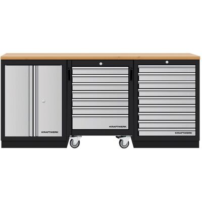 Kraftwerk, Werkstattschrank, Mobilio 3er Kombi mit Werkstattwagen, Buche Multiplex, Flüge (45.80 cm, 91 cm) Kraftwerk, Werkstattschrank, Mobilio 3er Kombi mit Werkstattwagen, Buche Multiplex, Flüge (45.80 cm, 91 cm)