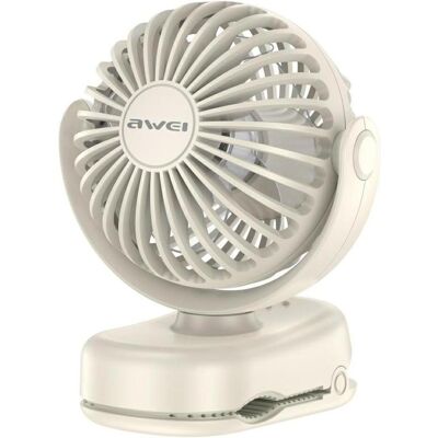 Awei Mini desk fan F45 with clip 1200mAh white, Ventilator, Weiss Awei Mini desk fan F45 with clip 1200mAh white, Ventilator, Weiss