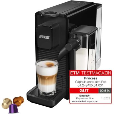 Princess Capsule e Latte Pro, Kapselmaschine, Schwarz Princess Capsule e Latte Pro, Kapselmaschine, Schwarz