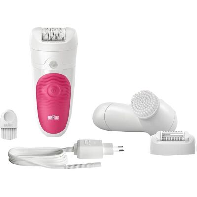 Braun Epilierer, Silkepil BibiEdition Epilator with facial cleansing brush whitepink Braun Epilierer, Silkepil BibiEdition Epilator with facial cleansing brush whitepink