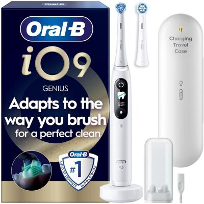 Oral-B, Elektrische Zahnbürste, Oral B - iO9 Electric Toothbrush - White - 2 Brush Head, Charging Travel Case Oral-B, Elektrische Zahnbürste, Oral B - iO9 Electric Toothbrush - White - 2 Brush Head, Charging Travel Case