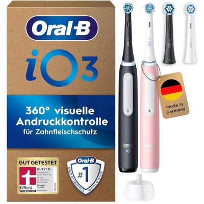 Oral-B, Elektrische Zahnbürste, OralB iO3 SIOC BlackPinkElectric Toothbrushes 4 Toothbrushes Oral-B, Elektrische Zahnbürste, OralB iO3 SIOC BlackPinkElectric Toothbrushes 4 Toothbrushes