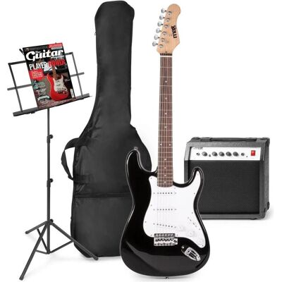 Max E -Gitarre mit Gitarrenverstärker - Gigkit - Perfekt für Anfänger - inkl. (E-Gitarre, Ahorn, Linde), Gitarre, Schwarz Max E -Gitarre mit Gitarrenverstärker - Gigkit - Perfekt für Anfänger - inkl. (E-Gitarre, Ahorn, Linde), Gitarre, Schwarz
