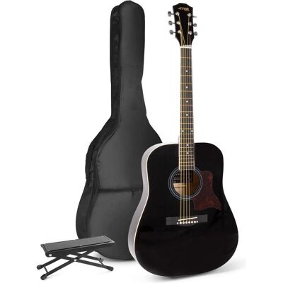 Max Music Akustikgitarre für Anfänger - Solojam Western Gitarre - inkl. Fussstütze (Akustik Gitarre, Ahorn, Linde), Gitarre, Schwarz Max Music Akustikgitarre für Anfänger - Solojam Western Gitarre - inkl. Fussstütze (Akustik Gitarre, Ahorn, Linde), Gitarre, Schwarz