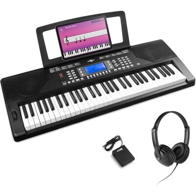 Max Rhapsody61P keyboard set - met sustainpedaal en koptelefoon - 61 aanslaggevoelige (61 Tasten), Keyboard, Schwarz Max Rhapsody61P keyboard set - met sustainpedaal en koptelefoon - 61 aanslaggevoelige (61 Tasten), Keyboard, Schwarz