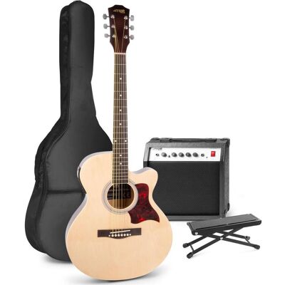 Max Elektrische Akustikgitarre - Showkit -Gitarren -Set mit 40 -W -Gitarrenverstärker, Gitarrenfusssc, Gitarre, Braun Max Elektrische Akustikgitarre - Showkit -Gitarren -Set mit 40 -W -Gitarrenverstärker, Gitarrenfusssc, Gitarre, Braun