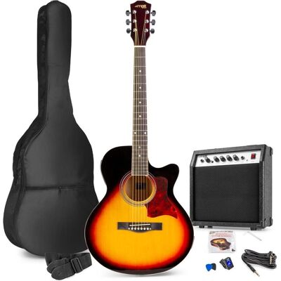 Max Music Westerngitarre ShowKit Sunburst (Halbakustik Gitarren Set, Linde, Palisander), Gitarre, Braun Max Music Westerngitarre ShowKit Sunburst (Halbakustik Gitarren Set, Linde, Palisander), Gitarre, Braun
