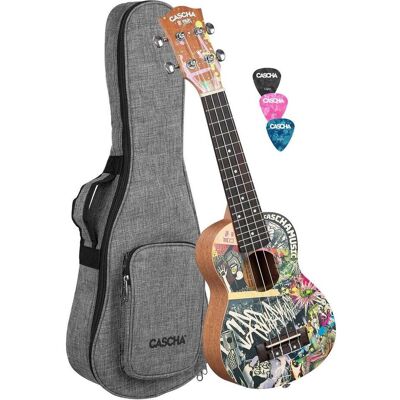 Cascha HH 2600 Art Series Urban Sopran Ukulele – Mahagoni Korpus – Fichtendecke – Mit Tasche (Soprano), Ukulele, Transparent Cascha HH 2600 Art Series Urban Sopran Ukulele – Mahagoni Korpus – Fichtendecke – Mit Tasche (Soprano), Ukulele, Transparent