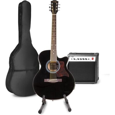Max Elektrische Akustikgitarre - Showkit -Gitarren -Set mit 40W -Gitarrenverstärker, Gitarrenstandar (Akustik Gitarre, Ahornholz, Lindenholz), Gitarre, Schwarz Max Elektrische Akustikgitarre - Showkit -Gitarren -Set mit 40W -Gitarrenverstärker, Gitarrenstandar (Akustik Gitarre, Ahornholz, Lindenholz), Gitarre, Schwarz