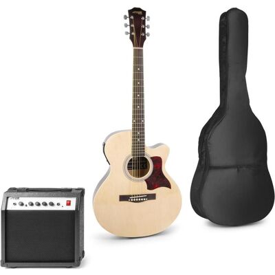Max Music Westerngitarre ShowKit (Halbakustik Gitarren Set, Linde, Palisander), Gitarre, Beige, Braun Max Music Westerngitarre ShowKit (Halbakustik Gitarren Set, Linde, Palisander), Gitarre, Beige, Braun