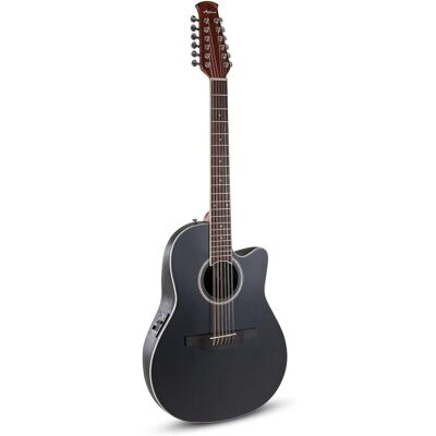 Applause Elektrisch-akoestische Gitarre, traditionelle Mid Cutaway, 12 Saiten (Akustik Gitarre, Decke: Fichte, Griffbrett: Ovangkol, Hals: Nato, Korpus: Lyrachord, Steg: Ovangkol), Gitarre, Schwarz Applause Elektrisch-akoestische Gitarre, traditionelle Mid Cutaway, 12 Saiten (Akustik Gitarre, Decke: Fichte, Griffbrett: Ovangkol, Hals: Nato, Korpus: Lyrachord, Steg: Ovangkol), Gitarre, Schwarz