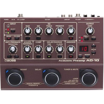 Roland Boss AD-10 Acoustic Preamp (E-Gitarre, Keyboard), Effektpedal, Braun Roland Boss AD-10 Acoustic Preamp (E-Gitarre, Keyboard), Effektpedal, Braun
