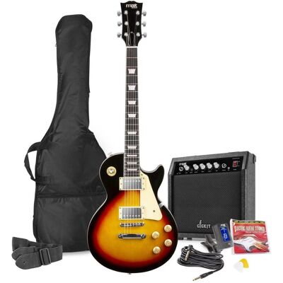 Max Music E-Gitarre GigKit – Sunburst (E-Gitarre, Ahorn, Basswood, Chrome, Holz, Linde, Maple), Gitarre, Braun Max Music E-Gitarre GigKit – Sunburst (E-Gitarre, Ahorn, Basswood, Chrome, Holz, Linde, Maple), Gitarre, Braun