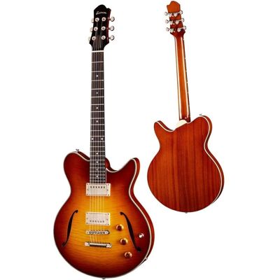 Eastman Guitars Eastman Romeo California Goldburst (Halbakustik Gitarre, Ahorn (Hals), Ebenholz (Griffbrett), Laminiertes Ahorn (Decke), Laminiertes Mahagoni (Boden und Zargen)), Gitarre, Gold Eastman Guitars Eastman Romeo California Goldburst (Halbakustik Gitarre, Ahorn (Hals), Ebenholz (Griffbrett), Laminiertes Ahorn (Decke), Laminiertes Mahagoni (Boden und Zargen)), Gitarre, Gold