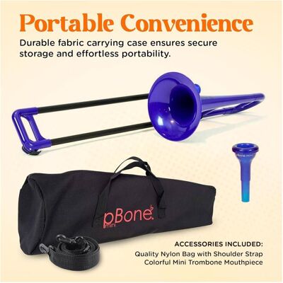 pBoneMusic PBONE 700639 MINI trombone with mouthpiece and bag blue (Posaune, Gerade), Blasinstrumente, Blau pBoneMusic PBONE 700639 MINI trombone with mouthpiece and bag blue (Posaune, Gerade), Blasinstrumente, Blau