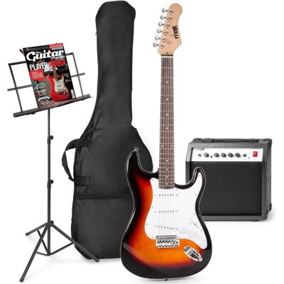 Max E -Gitarre mit Gitarrenverstärker - Gigkit - Perfekt für Anfänger - inkl. (E-Gitarre, Ahorn, Lindenholz), Gitarre, Braun Max E -Gitarre mit Gitarrenverstärker - Gigkit - Perfekt für Anfänger - inkl. (E-Gitarre, Ahorn, Lindenholz), Gitarre, Braun
